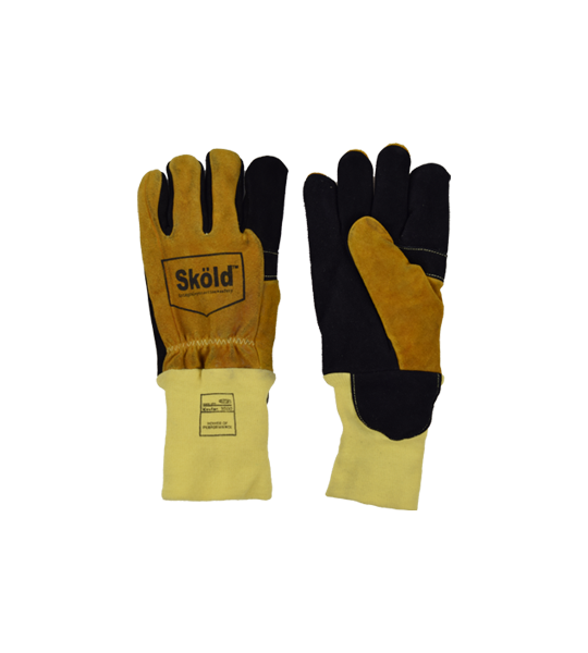 Guante de bombero estructural piel térmica oro y negro, Sköld Safety