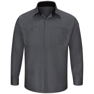 Camisa de taller de alto rendimiento con tecnología OilBlok Manga Larga color Charcoal Black - Red Kap | Mastertec