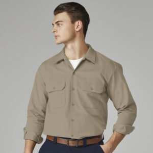 Camisa gruesa de gabardina de manga larga color Khaki - Dickies | Mastertec