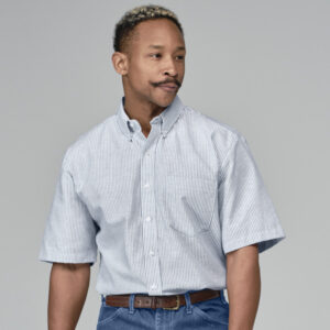 Camisa Oxford de manga corta color Blue White Stripe - Dickies | Mastertec