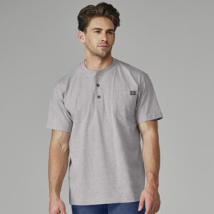 Playera gruesa tipo Henley manga corta color Heather Gray - Dickies | Mastertec