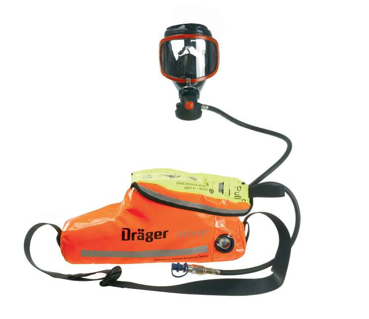 Dräger Saver PP 10, equipo de escape de presión positiva con máscara completa